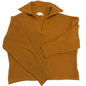 Pink Rose Cropped Rusty Orange Sweater